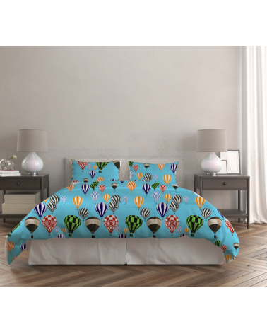 Parure de lit percale de coton motif -Montgolfière-220X240