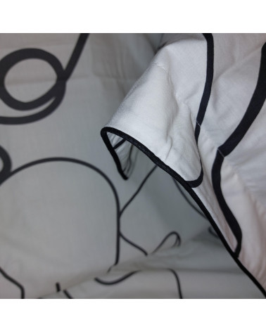Parure de lit motif fils de visage noir et blanc Percale de coton