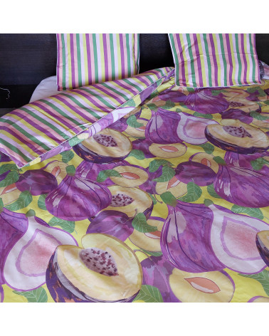 Parure de lit percale de coton 120 fils -motif tuti-fruiti